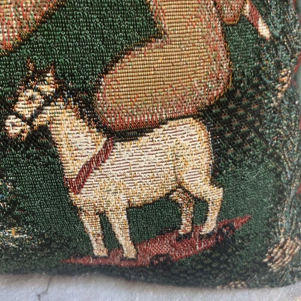 Vintage Christmas Teddy Bear Tapestry Square Throw Pillow Toys Train‎ Drum